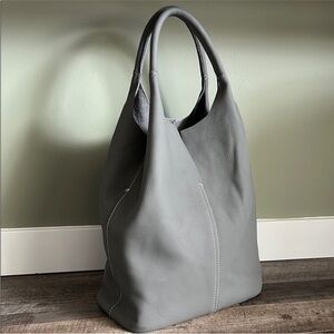 NWOT Gray Leather Tote Bag
